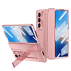 Hard Rigid Plastic Matte Finish Front and Back Cover Case 360 Degrees ZL1 for Huawei Honor Magic Vs2 5G Rose Gold