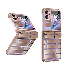 Hard Rigid Plastic Matte Finish Front and Back Cover Case 360 Degrees ZL1 for Oppo Find N2 Flip 5G Rose Gold