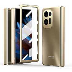 Hard Rigid Plastic Matte Finish Front and Back Cover Case 360 Degrees ZL2 for Oppo Find N2 5G Gold