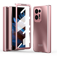 Hard Rigid Plastic Matte Finish Front and Back Cover Case 360 Degrees ZL2 for Oppo Find N2 5G Rose Gold