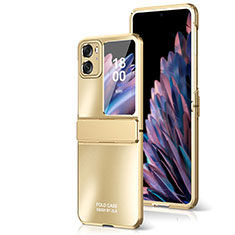 Hard Rigid Plastic Matte Finish Front and Back Cover Case 360 Degrees ZL2 for Oppo Find N2 Flip 5G Gold