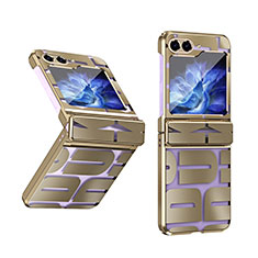 Hard Rigid Plastic Matte Finish Front and Back Cover Case 360 Degrees ZL2 for Samsung Galaxy Z Flip5 5G Gold