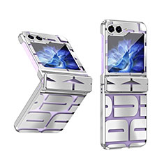 Hard Rigid Plastic Matte Finish Front and Back Cover Case 360 Degrees ZL2 for Samsung Galaxy Z Flip5 5G Silver