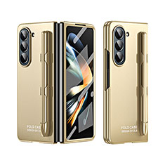 Hard Rigid Plastic Matte Finish Front and Back Cover Case 360 Degrees ZL2 for Samsung Galaxy Z Fold5 5G Gold