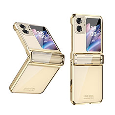 Hard Rigid Plastic Matte Finish Front and Back Cover Case 360 Degrees ZL3 for Oppo Find N2 Flip 5G Gold