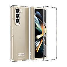 Hard Rigid Plastic Matte Finish Front and Back Cover Case 360 Degrees ZL4 for Samsung Galaxy Z Fold5 5G Clear