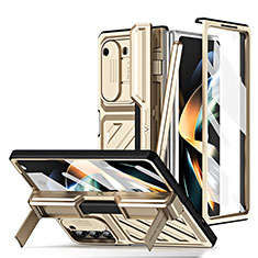 Hard Rigid Plastic Matte Finish Front and Back Cover Case 360 Degrees ZL5 for Samsung Galaxy Z Fold5 5G Gold