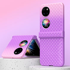 Hard Rigid Plastic Matte Finish Front and Back Cover Case 360 Degrees ZL6 for Huawei Pocket S Purple