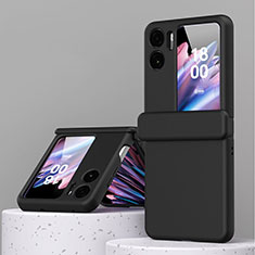 Hard Rigid Plastic Matte Finish Front and Back Cover Case 360 Degrees ZL6 for Oppo Find N2 Flip 5G Black