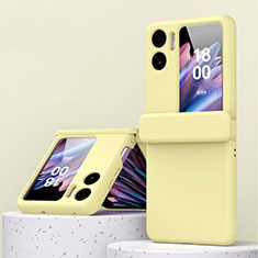 Hard Rigid Plastic Matte Finish Front and Back Cover Case 360 Degrees ZL6 for Oppo Find N2 Flip 5G Yellow