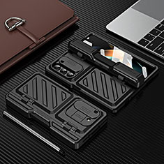 Hard Rigid Plastic Matte Finish Front and Back Cover Case 360 Degrees ZL6 for Samsung Galaxy Z Fold5 5G Black