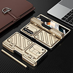 Hard Rigid Plastic Matte Finish Front and Back Cover Case 360 Degrees ZL6 for Samsung Galaxy Z Fold5 5G Gold