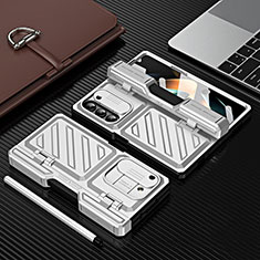 Hard Rigid Plastic Matte Finish Front and Back Cover Case 360 Degrees ZL6 for Samsung Galaxy Z Fold5 5G Silver