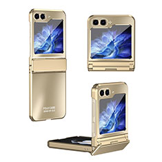 Hard Rigid Plastic Matte Finish Front and Back Cover Case 360 Degrees ZL7 for Samsung Galaxy Z Flip5 5G Gold