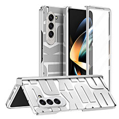 Hard Rigid Plastic Matte Finish Front and Back Cover Case 360 Degrees ZL7 for Samsung Galaxy Z Fold5 5G Silver