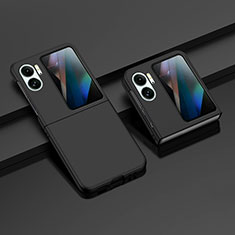 Hard Rigid Plastic Matte Finish Front and Back Cover Case 360 Degrees ZL8 for Oppo Find N2 Flip 5G Black