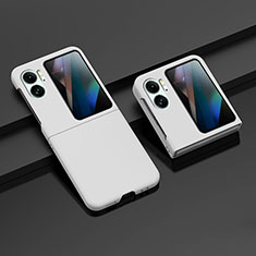 Hard Rigid Plastic Matte Finish Front and Back Cover Case 360 Degrees ZL8 for Oppo Find N2 Flip 5G White