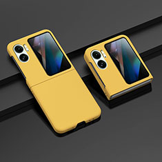 Hard Rigid Plastic Matte Finish Front and Back Cover Case 360 Degrees ZL8 for Oppo Find N2 Flip 5G Yellow