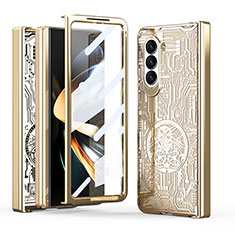 Hard Rigid Plastic Matte Finish Front and Back Cover Case 360 Degrees ZL8 for Samsung Galaxy Z Fold5 5G Gold