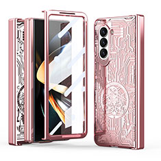 Hard Rigid Plastic Matte Finish Front and Back Cover Case 360 Degrees ZL8 for Samsung Galaxy Z Fold5 5G Rose Gold