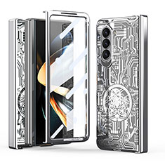 Hard Rigid Plastic Matte Finish Front and Back Cover Case 360 Degrees ZL8 for Samsung Galaxy Z Fold5 5G Silver