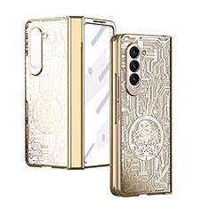 Hard Rigid Plastic Matte Finish Front and Back Cover Case 360 Degrees ZL9 for Samsung Galaxy Z Fold5 5G Gold