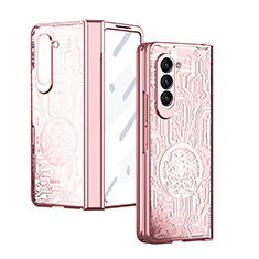 Hard Rigid Plastic Matte Finish Front and Back Cover Case 360 Degrees ZL9 for Samsung Galaxy Z Fold5 5G Rose Gold