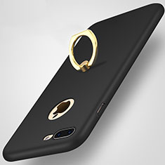 Hard Rigid Plastic Matte Finish Snap On Case with Finger Ring Stand A03 for Apple iPhone 7 Plus Black