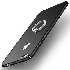 Hard Rigid Plastic Matte Finish Snap On Case with Finger Ring Stand A03 for Huawei P9 Lite (2017) Black