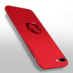 Hard Rigid Plastic Matte Finish Snap On Case with Finger Ring Stand F02 for Apple iPhone 7 Plus Red