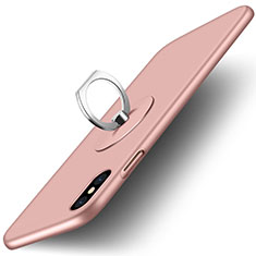 Hard Rigid Plastic Matte Finish Snap On Case with Finger Ring Stand for Apple iPhone Xs Pink