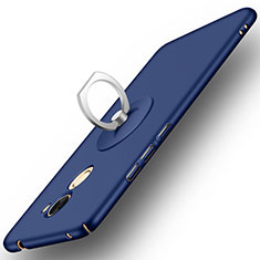 Hard Rigid Plastic Matte Finish Snap On Case with Finger Ring Stand for Huawei Enjoy 7 Plus Blue