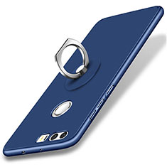 Hard Rigid Plastic Matte Finish Snap On Case with Finger Ring Stand for Huawei Honor 8 Blue