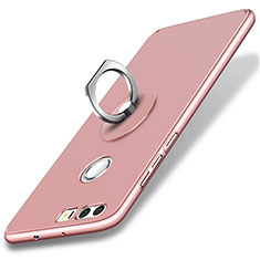 Hard Rigid Plastic Matte Finish Snap On Case with Finger Ring Stand for Huawei Honor 8 Rose Gold