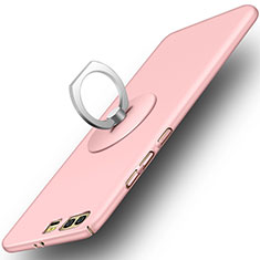 Hard Rigid Plastic Matte Finish Snap On Case with Finger Ring Stand for Huawei Honor 9 Pink