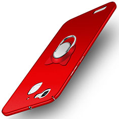 Hard Rigid Plastic Matte Finish Snap On Case with Finger Ring Stand for Huawei P8 Lite Smart Red