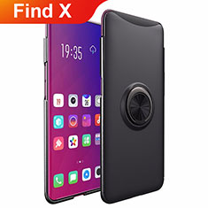 Hard Rigid Plastic Matte Finish Snap On Case with Magnetic Finger Ring Stand for Oppo Find X Black