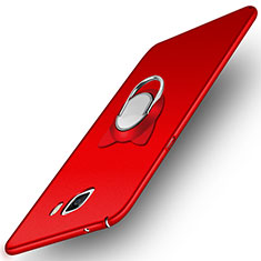 Hard Rigid Plastic Matte Finish Snap On Case with Magnetic Finger Ring Stand for Samsung Galaxy A9 (2016) A9000 Red