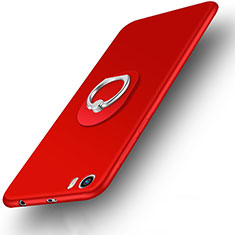 Hard Rigid Plastic Matte Finish Snap On Cover with Finger Ring Stand for Xiaomi Mi 5 Red