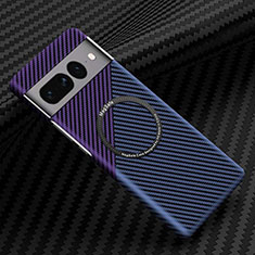 Hard Rigid Plastic Matte Finish Twill Snap On Case Cover with Mag-Safe Magnetic for Google Pixel 7 Pro 5G Purple