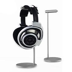 Headphone Display Stand Holder Rack Earphone Headset Hanger Universal for HTC Desire 21 Pro 5G Silver