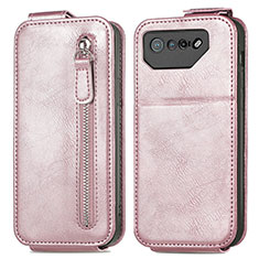 Leather Case Flip Cover Vertical for Asus ROG Phone 7 Pro Rose Gold