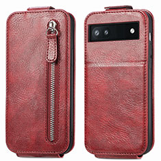 Leather Case Flip Cover Vertical for Google Pixel 6a 5G Red