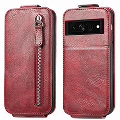 Leather Case Flip Cover Vertical for Google Pixel 7 5G Red