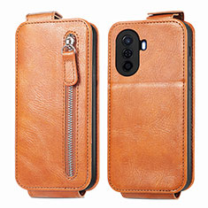 Leather Case Flip Cover Vertical for Huawei Nova Y70 Plus Brown