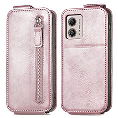 Leather Case Flip Cover Vertical for Motorola Moto G53 5G Rose Gold