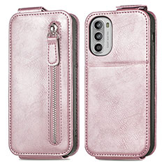 Leather Case Flip Cover Vertical for Motorola Moto G71s 5G Rose Gold