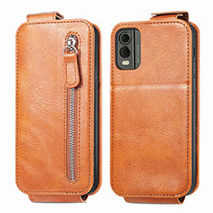 Leather Case Flip Cover Vertical for Nokia C210 Brown