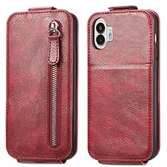 Leather Case Flip Cover Vertical for Nothing Phone 2 Red