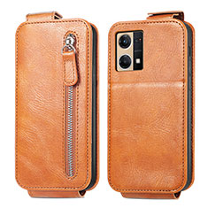 Leather Case Flip Cover Vertical for Oppo F21 Pro 4G Brown